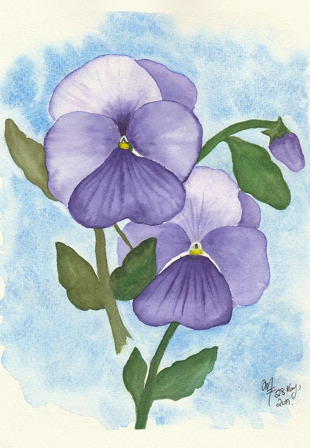 Violet Pansies Painting by Martina Fagan