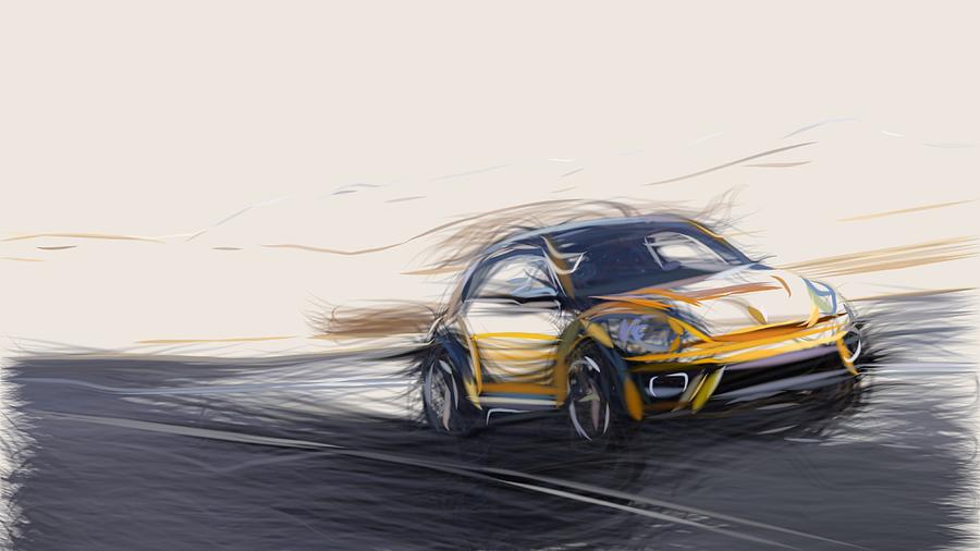 Volkswagen Beetle Dune Drawing Digital Art by CarsToon Concept