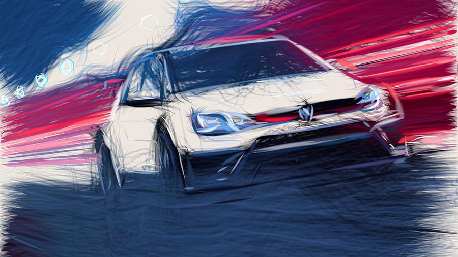 Volkswagen Golf GTI TCR Draw Digital Art by CarsToon Concept
