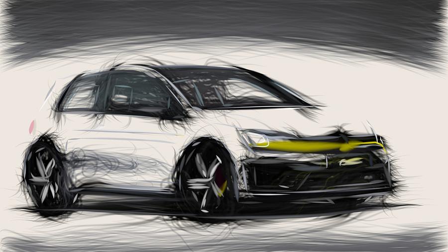 Volkswagen Golf R 400 Drawing Digital Art by CarsToon Concept