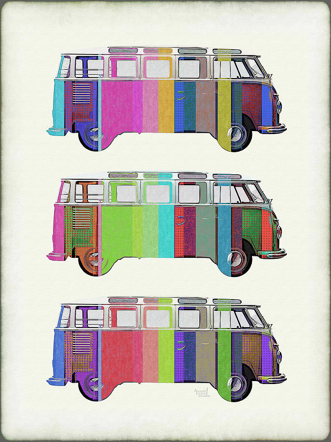 Volkswagen Microbus Pop Colors grunge Painting by Aaaah Eeeek Studio ...