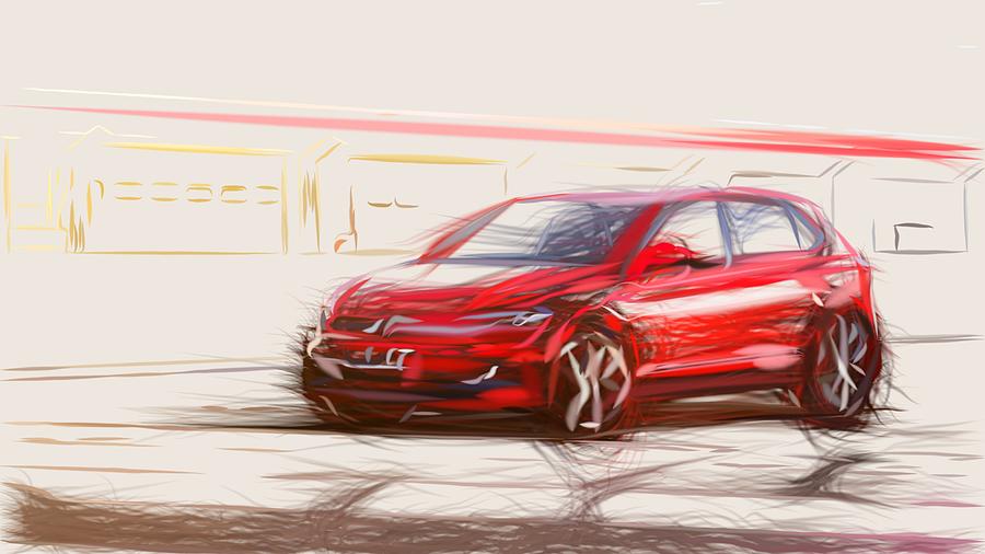 Volkswagen Polo GTI Drawing Digital Art by CarsToon Concept