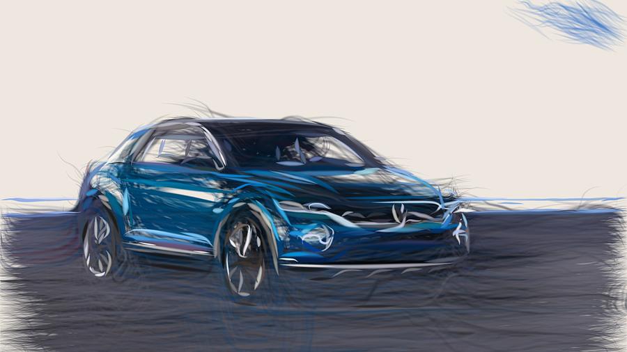 Volkswagen T Roc Drawing Digital Art by CarsToon Concept