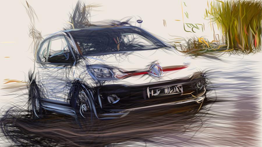 Volkswagen Up GTI Drawing Digital Art by CarsToon Concept