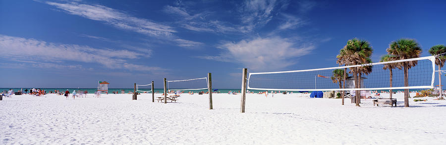 Nature Photograph - Volleyball Nets On The Beach, Siesta by Panoramic Images