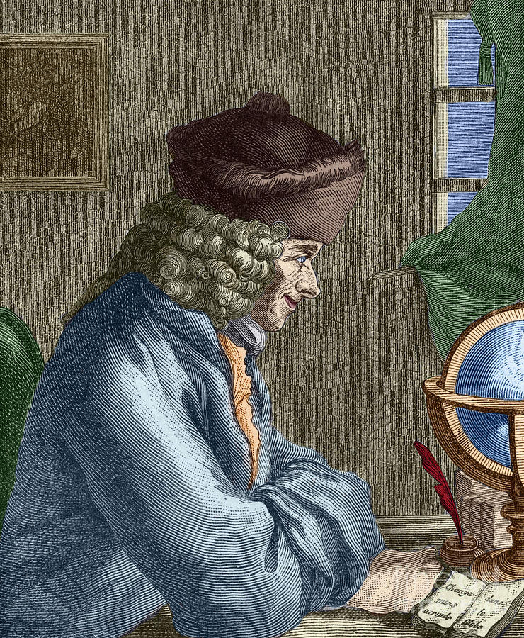 Voltaire in his office in Vernay Painting by French School - Fine Art ...