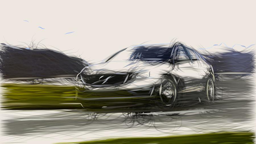 Volvo S60 Drawing Digital Art by CarsToon Concept