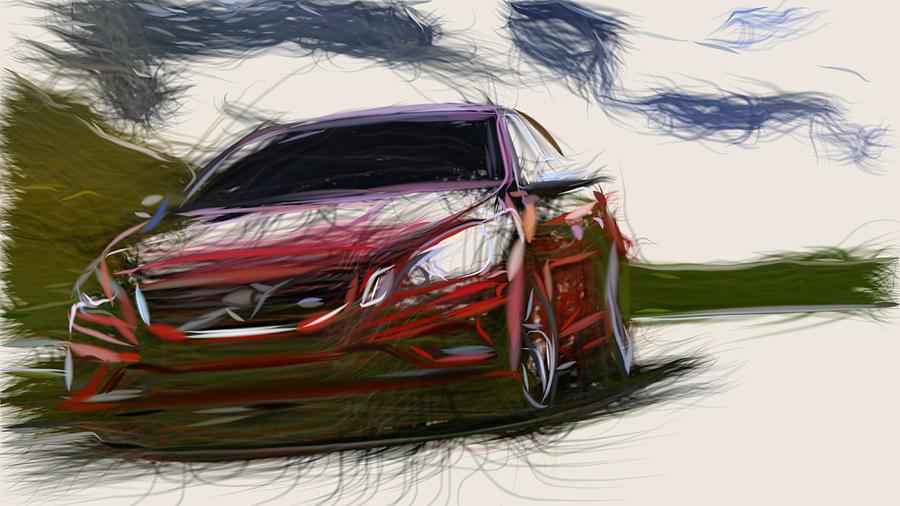 Volvo S60 R Draw Digital Art by CarsToon Concept