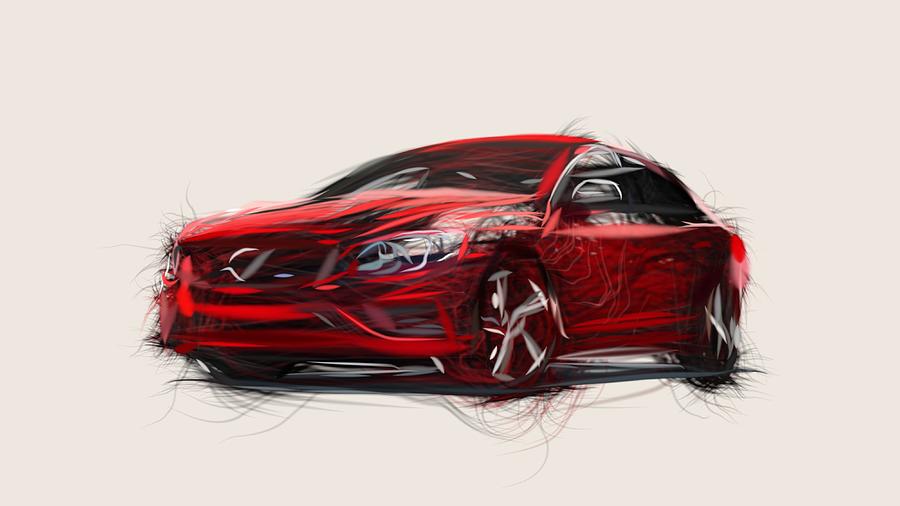 Volvo S60 R Drawing Digital Art by CarsToon Concept