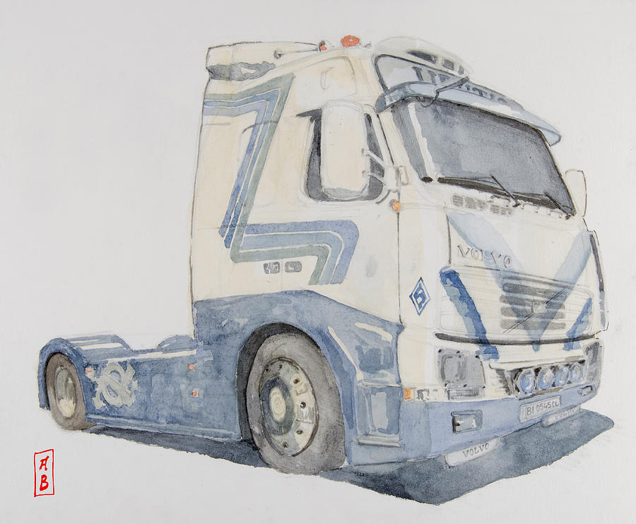 Volvo Truck Drawing by Javier Gonzalez de Castejon