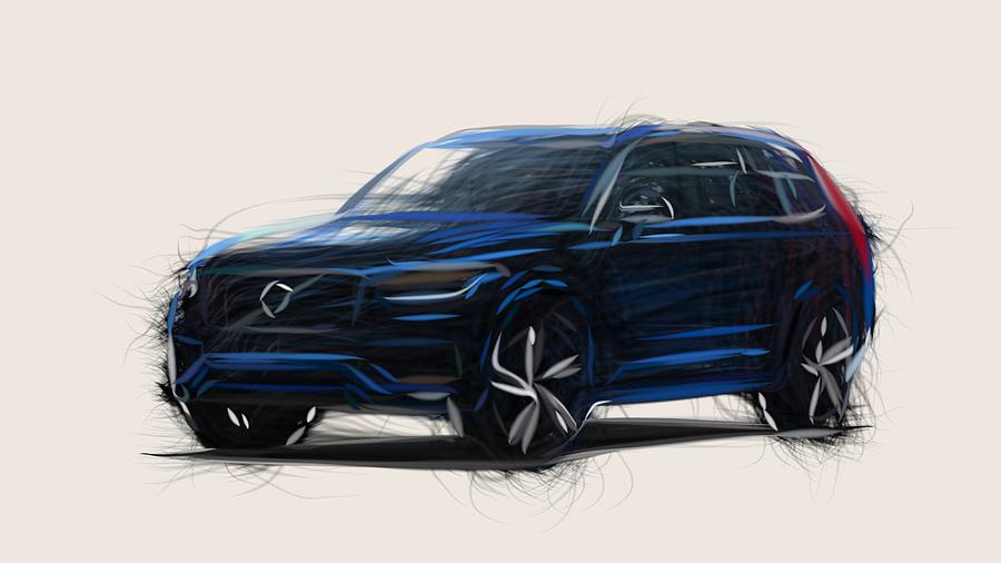 Volvo XC90 R Draw Digital Art by CarsToon Concept