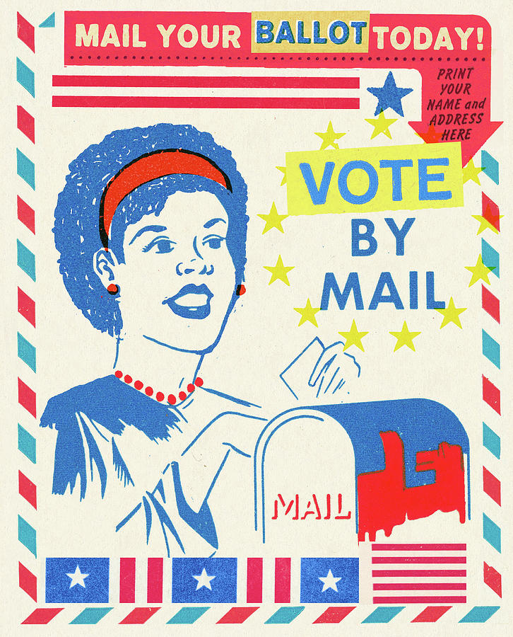 Vintage Drawing - Vote By Mail Collage by CSA Images
