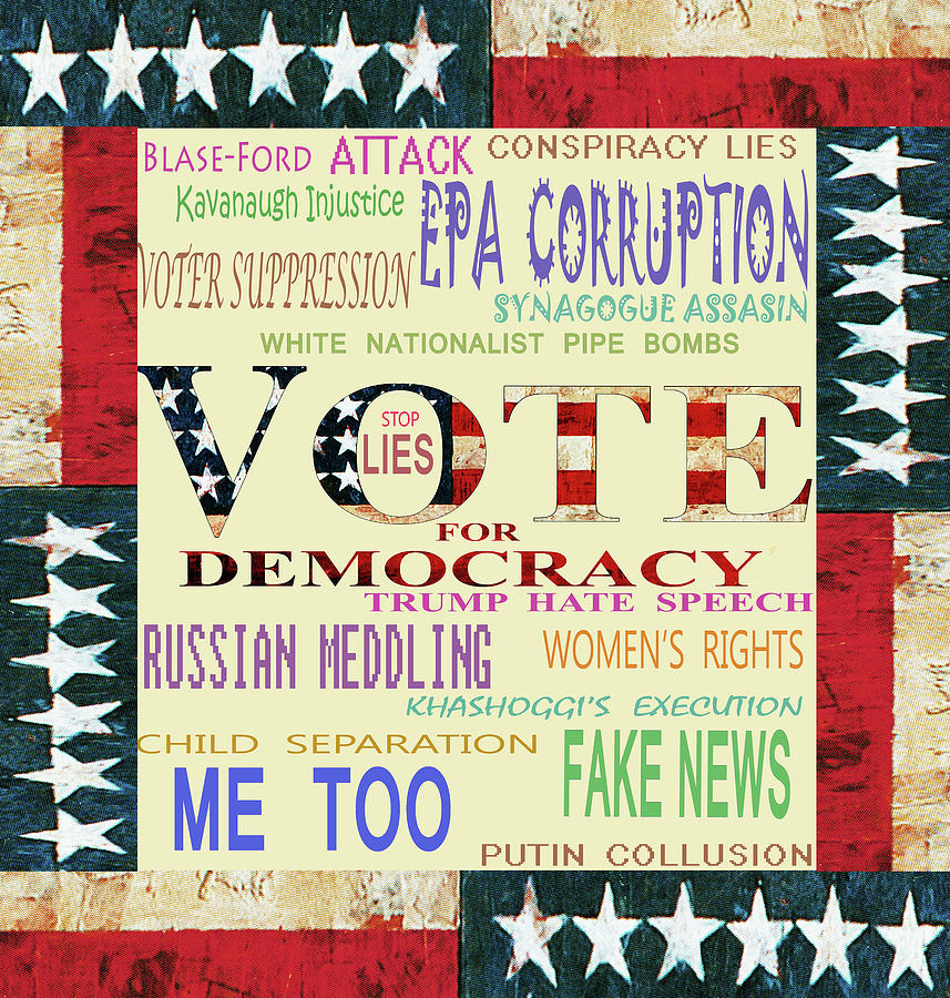 Vote for Democracy - Dump Trump Digital Art by Vagabond Folk Art - Virginia Vivier