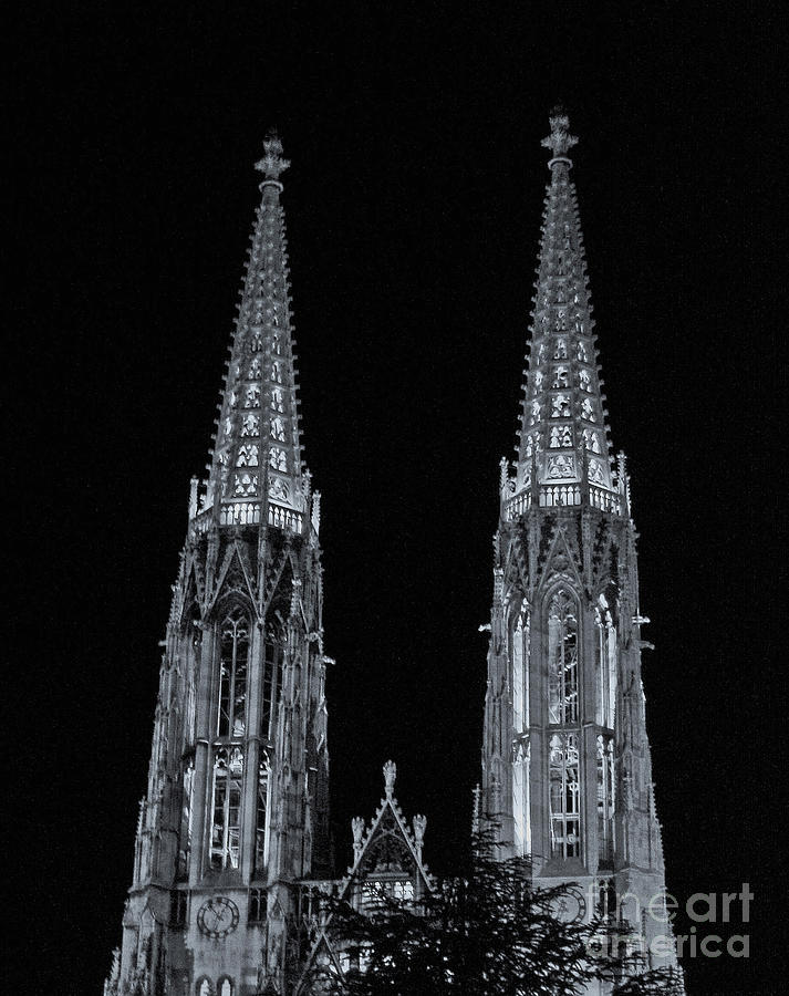 Votivkirche at Night Photograph by Ann Horn