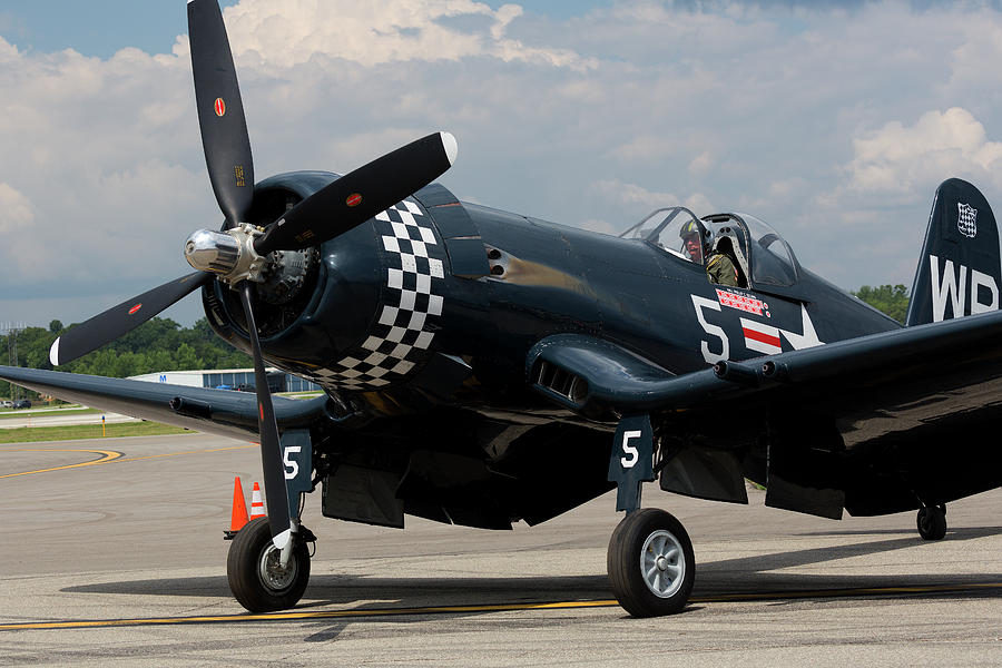 Vought F-4U Corsair sitting on tarmac ready to take off in Oakl ...