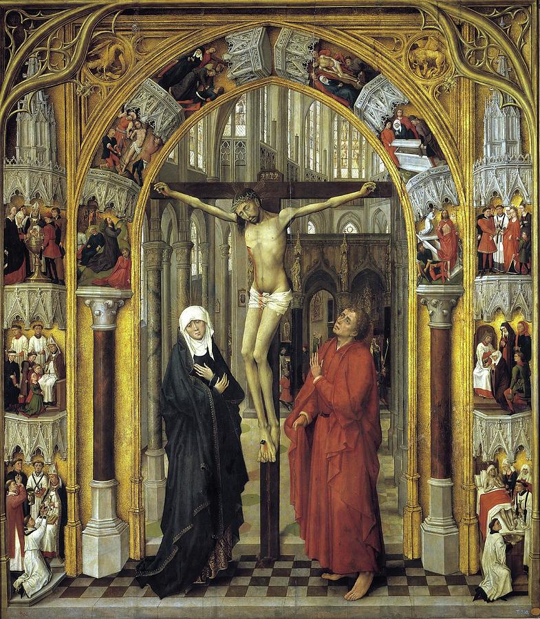 Vrancke van der Stockt / Redemption Triptych The Crucifixion, 1455-1460, Flemish School. EVE. Painting by Vrancke van der Stockt -c 1420-1495-
