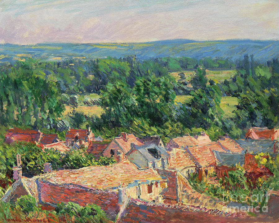 Vue du village de Giverny, 1886 Painting by Claude Monet