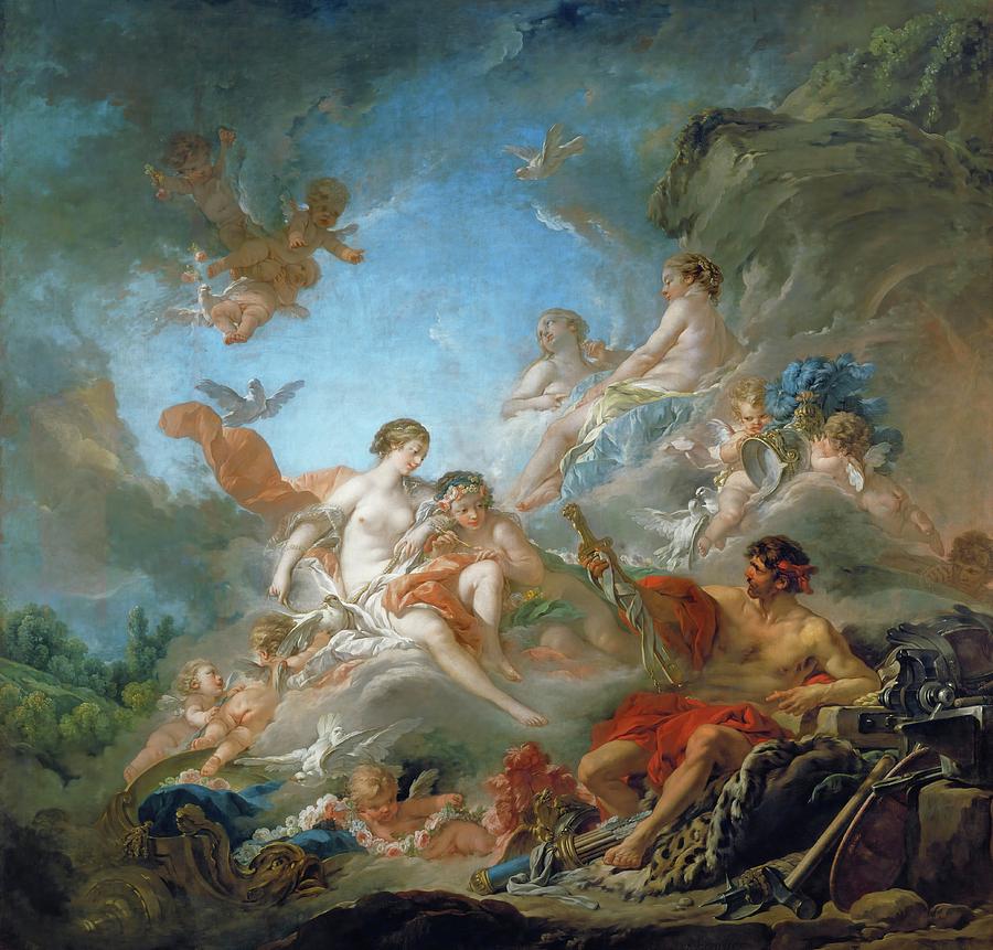 Vulcain presentant a Venus des armes pour Enee. Oil on canvas -1757- 320 x 320 cm Inv. 2707. Painting by Francois Boucher -1703-1770-