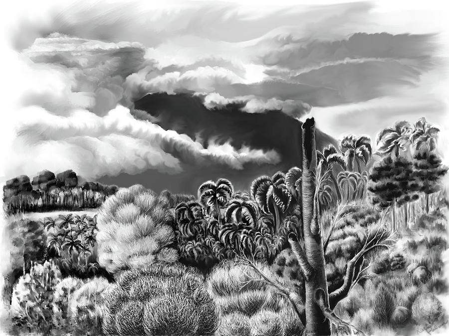 Landscape Digital Art - Vulcan at Rest by Rachel Palmer Landscape Digital Art - Vulcan at Rest by Rachel Palmer