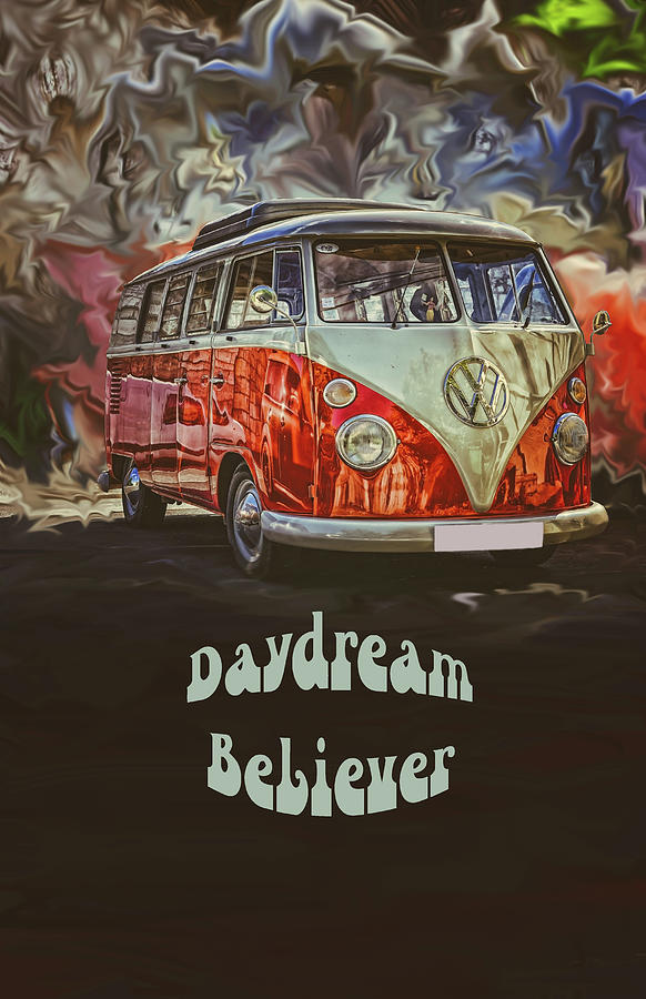 Vintage Digital Art - VW Bus Daydream Believer by C and H Designs Terra Rodgers