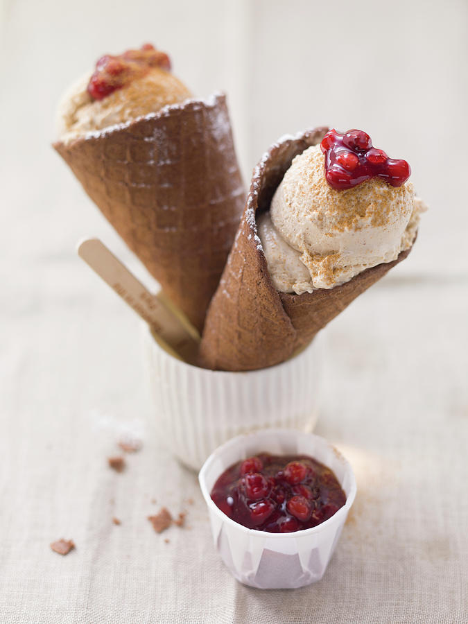 Waffle Cones With Gingerbread Ice Cream Photograph by Eising Studio