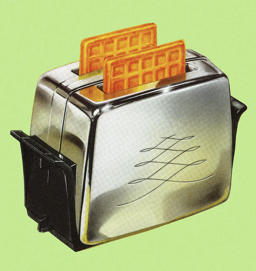 Bread Drawing - Waffles in Toaster by CSA Images