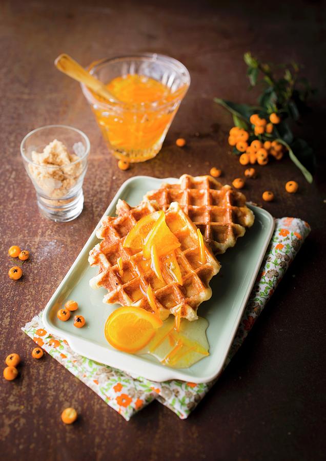 Waffles Ligeoises With Orange Marmelade Photograph by Hallet