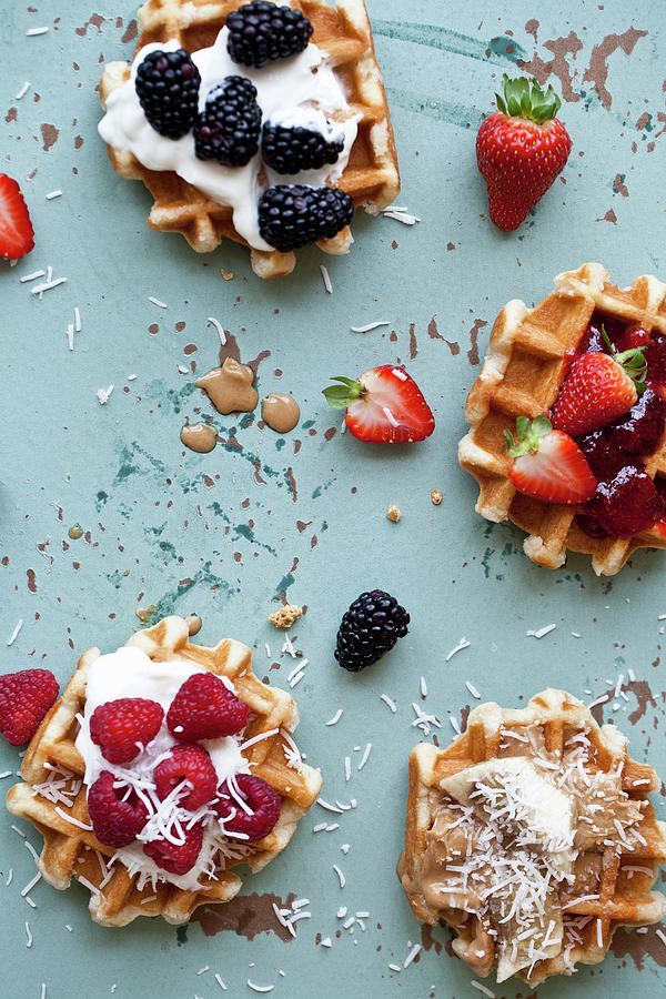 Waffles Topped With Various Toppings Photograph by Ryla Campbell