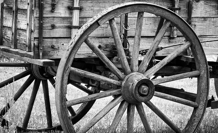 Black And White Photograph - Wagon Wheel by Brenda Petrella Photography Llc