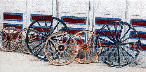 Wagon Wheels Drawing by Glenda Zuckerman