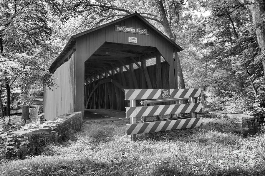 Wagoner Covered Bridge Black And White Photograph by Adam Jewell