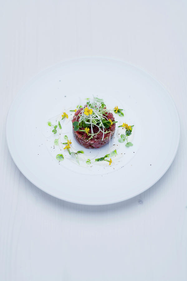 Wagyu Beef Tartare With Orange Cream Photograph by Michael Wissing