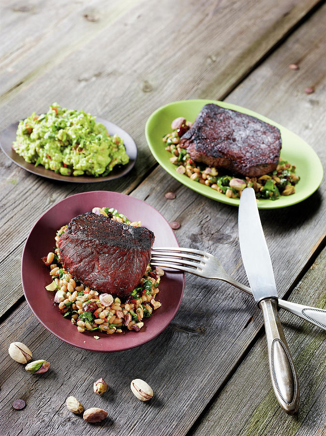 Wagyu Rump Steak Made In A Beefer With A Herb Spelt Salad And Guacamole Photograph by Tre Torri
