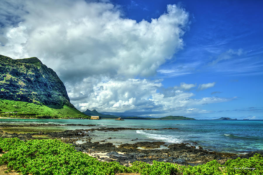 Waimanalo Bay Clouds Oahu Hawaii Landscape Beach Art Photograph by Reid Callaway
