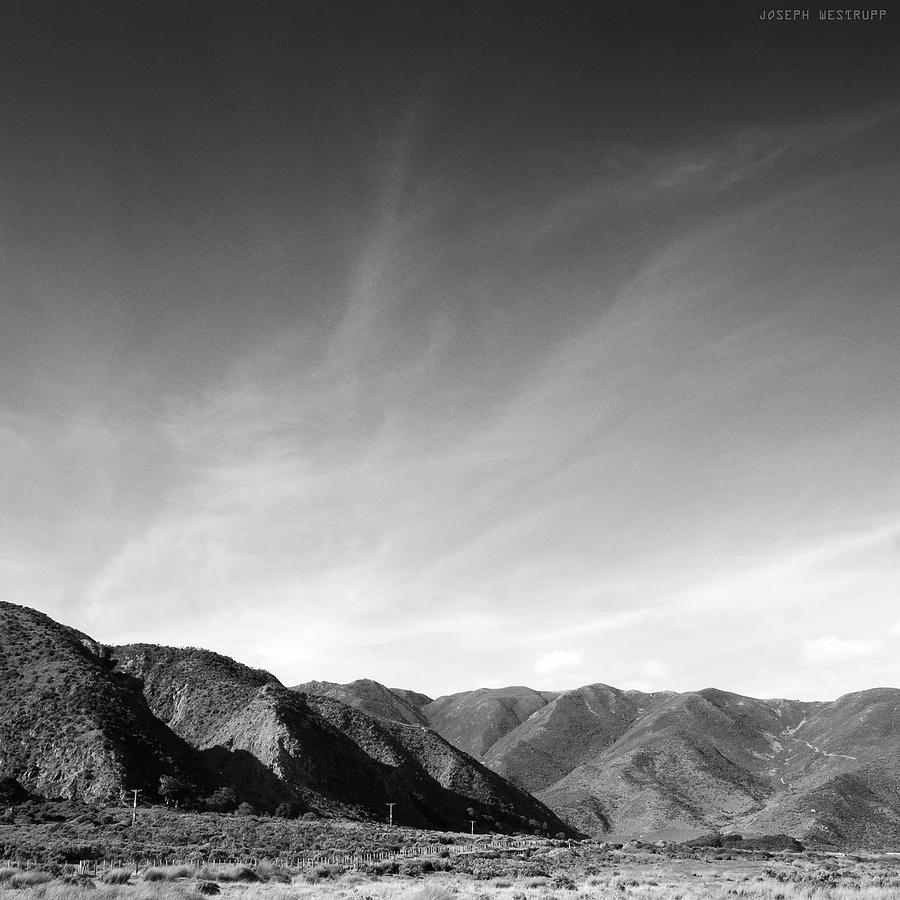 Black And White Photograph - Wainui Hills Squared in Black and White by Joseph Westrupp
