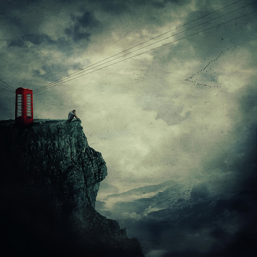 Man Digital Art - Wait For You To Call by Psycho Shadow Man Digital Art - Wait For You To Call by Psycho Shadow