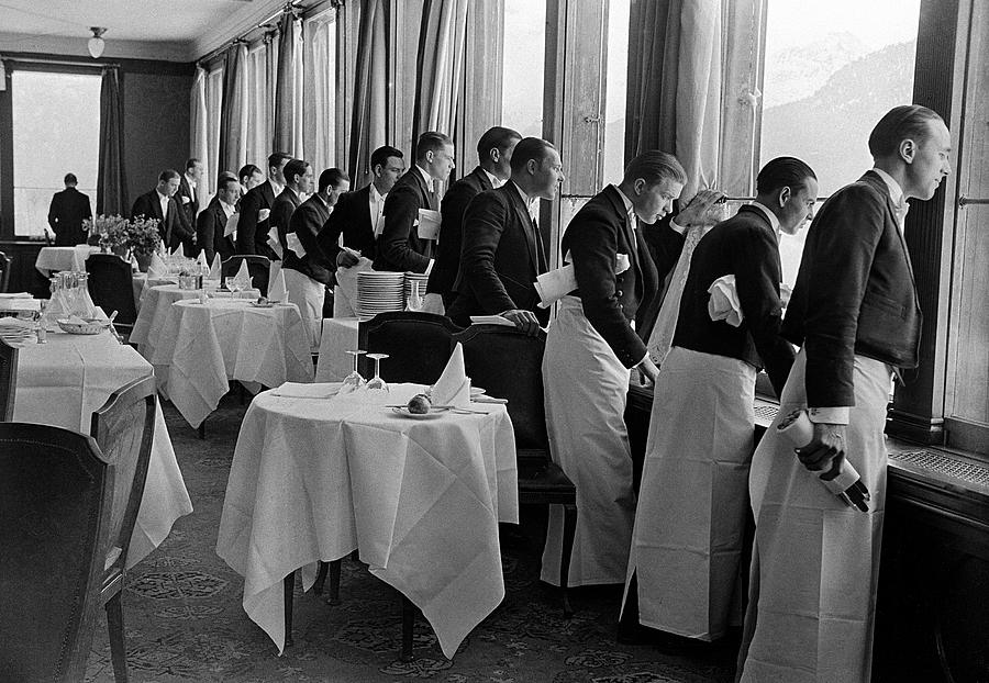Waiters At The Grand Hotel Line Up At Photograph by Alfred Eisenstaedt Waiters At The Grand Hotel Line Up At Photograph by Alfred Eisenstaedt