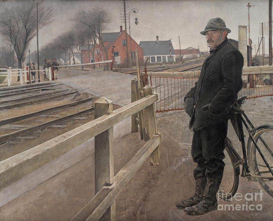 Waiting For The Train. Level Crossing Drawing by Heritage Images