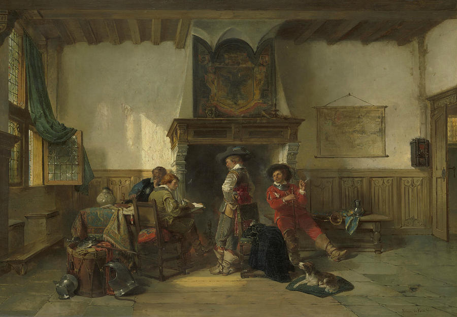Waiting Room with Soldiers Painting by Herman Frederik Carel ten Kate