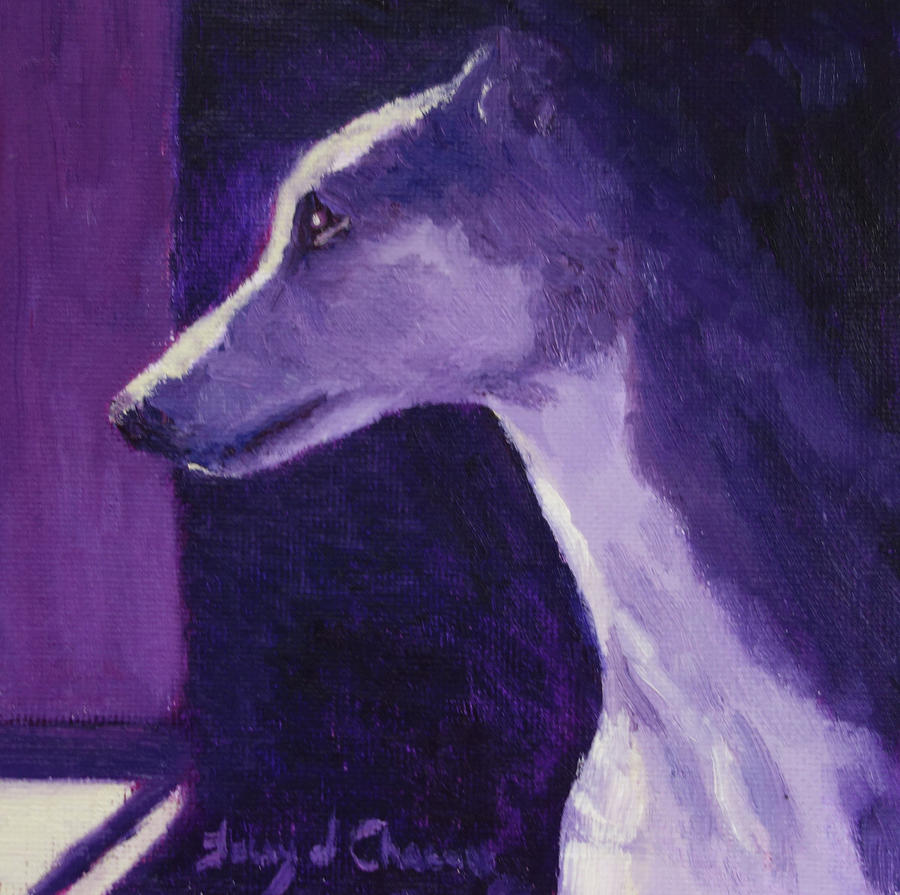Dog Painting - Waiting by Terry Chacon