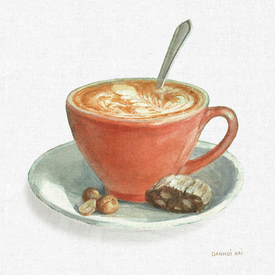 Coffee Painting - Wake Me Up Coffee IIi Linen by Danhui Nai