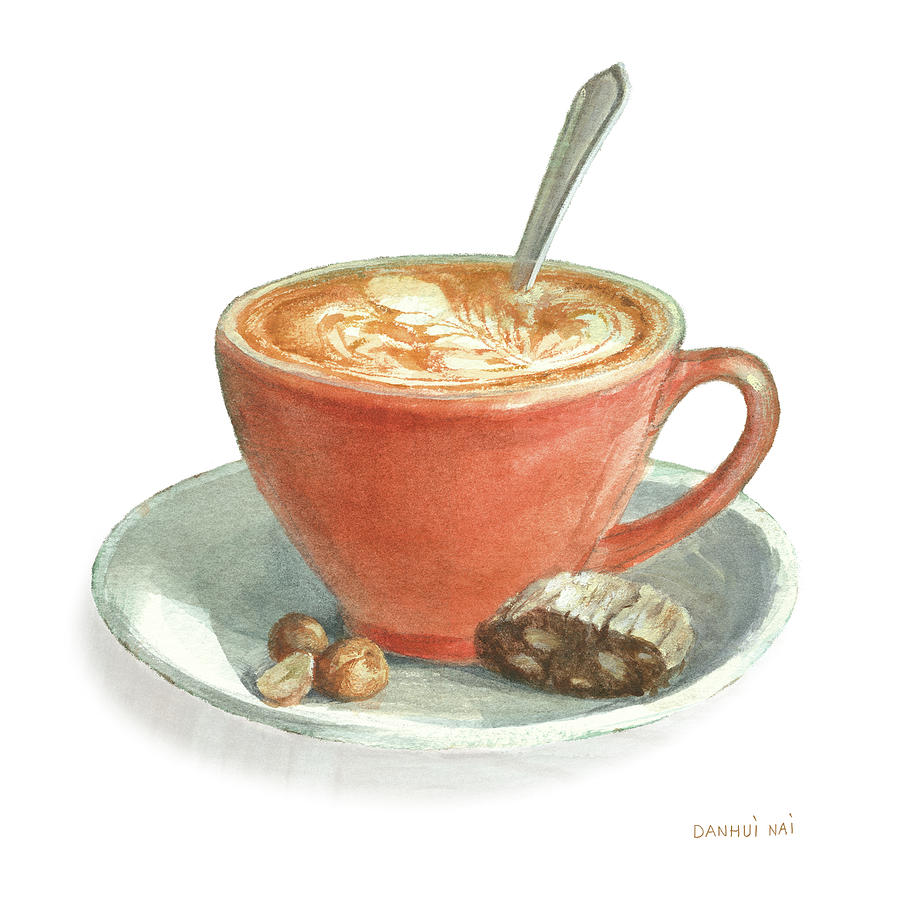 Coffee Painting - Wake Me Up Coffee IIi On White by Danhui Nai