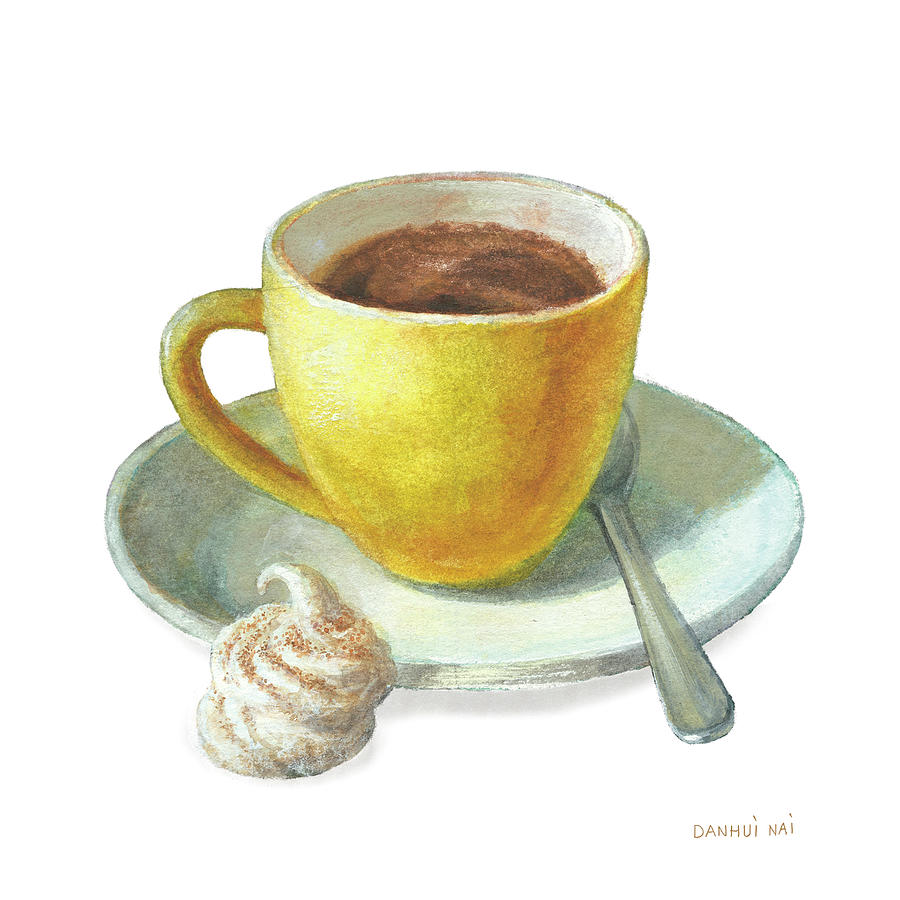 Coffee Painting - Wake Me Up Coffee Iv On White by Danhui Nai