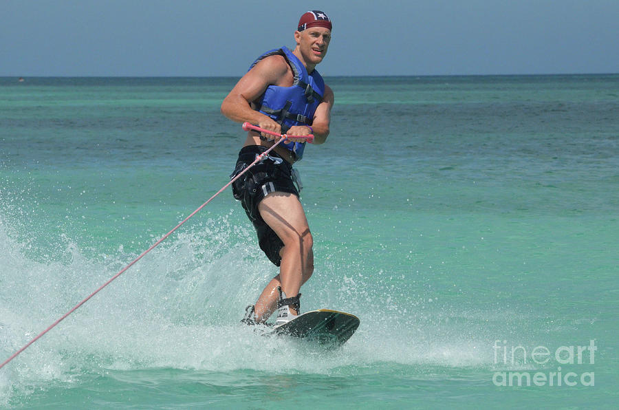 Wakeboarder Riding Goofy In the Waters Off of Aruba Photograph by ...