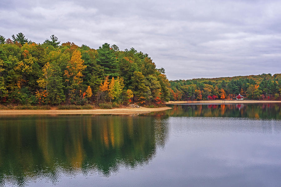 Walden Pond Fall Foliage Concord MA Reflection Trees Around the Bend Photograph by Toby McGuire