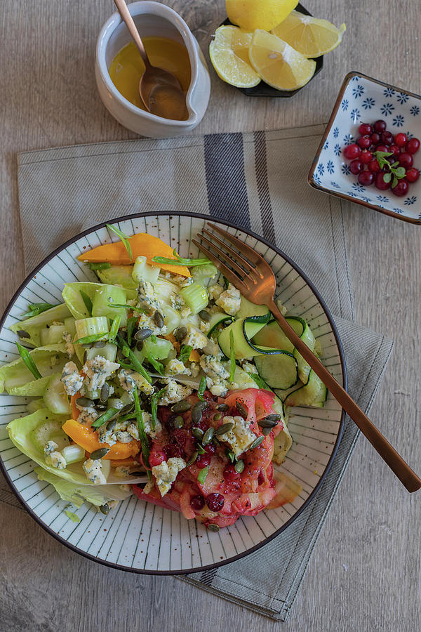 Waldorf Salad With Cranberries And Apples Photograph by Lilia Jankowska