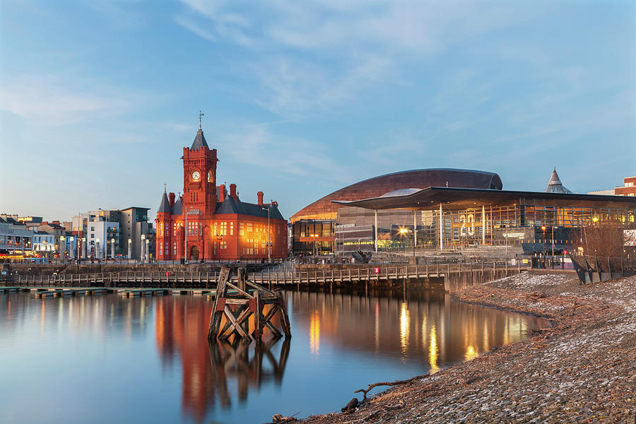 City Digital Art - Wales, Cardiff, Great Britain, British Isles, Cardiff Bay, Pier Head And The Welsh National Assembly by Billy Stock