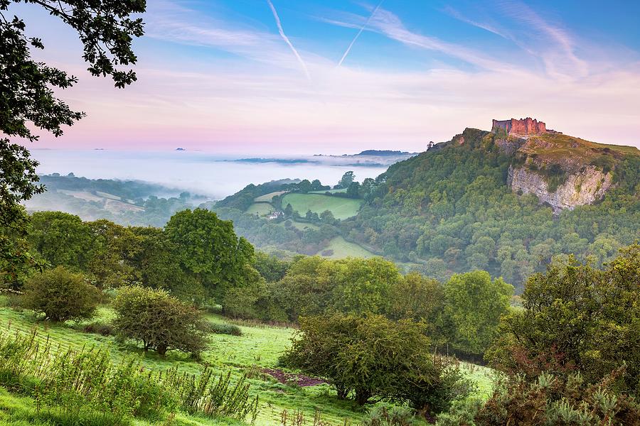Wales, Great Britain, Brecon Beacons National Park, British Isles, Carmarthenshire, Carreg Cennen Castle Digital Art by Sebastian Wasek