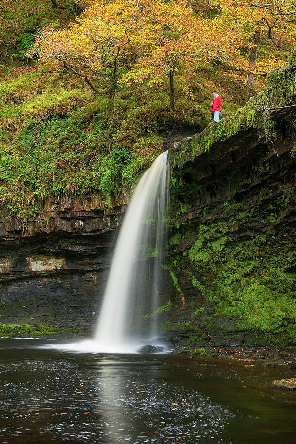 Fall Digital Art - Wales, Great Britain, Brecon Beacons National Park, British Isles, Powys, Afon Pyrddin Near Pontneddfechan, Sqwd Gwladus Or Lady Falls by Billy Stock