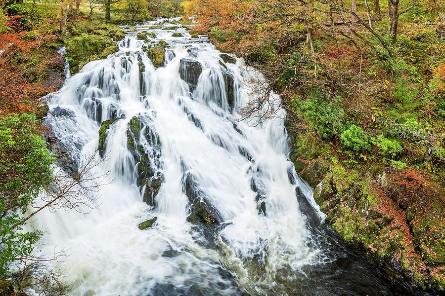 Wales, Great Britain, Snowdonia National Park, British Isles, Conwy, Swallow Falls Located On The Afon Llugwy Near Betws-y-coed Digital Art by Sebastian Wasek